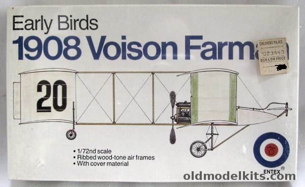 Entex 1/72 1908 Voison Farman -  (Voisin) Early Birds Series (ex-Renwal / ex-Taimei), 8520A plastic model kit